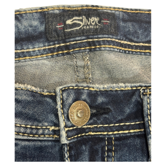 Silver Jeans Sam Denim Distressed Straight Leg Jeans - Picture 3 of 8
